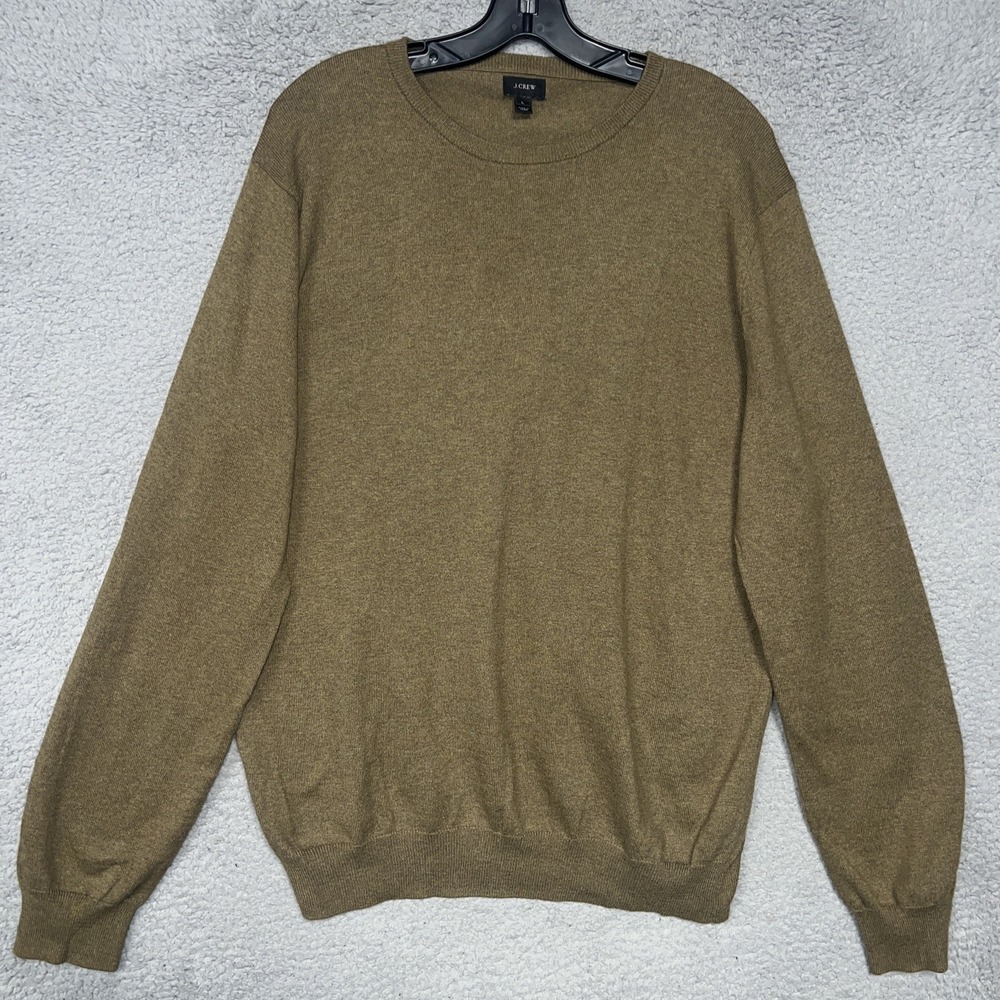 J Crew Sweater Men's Sz L Brown Cotton Cashmere Blend Knitted Crew Neck Academia